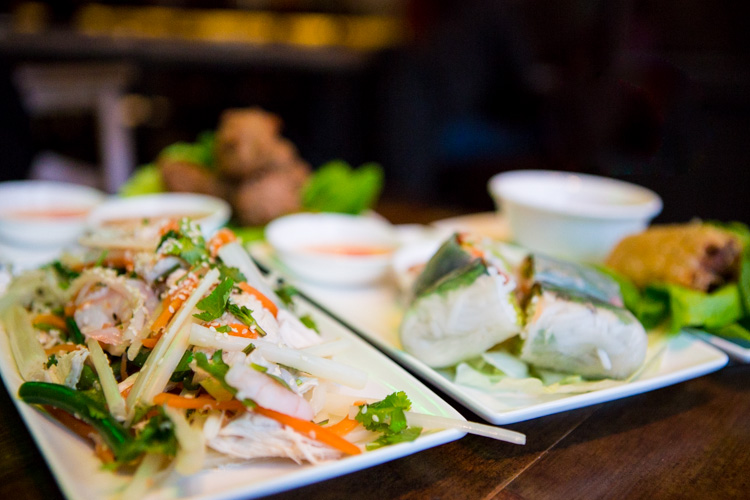 Goi ngo sen: lotus stems with chicken, prawn and sesame
